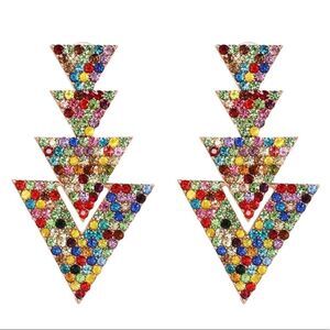Multi Color Crystal Geometric Drop Earrings NWT